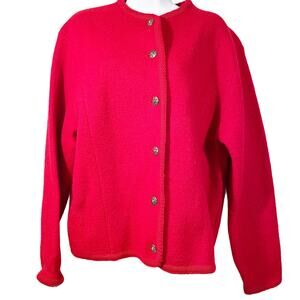 Vintage Tally Ho Red Wool Cardigan Sweater Medium